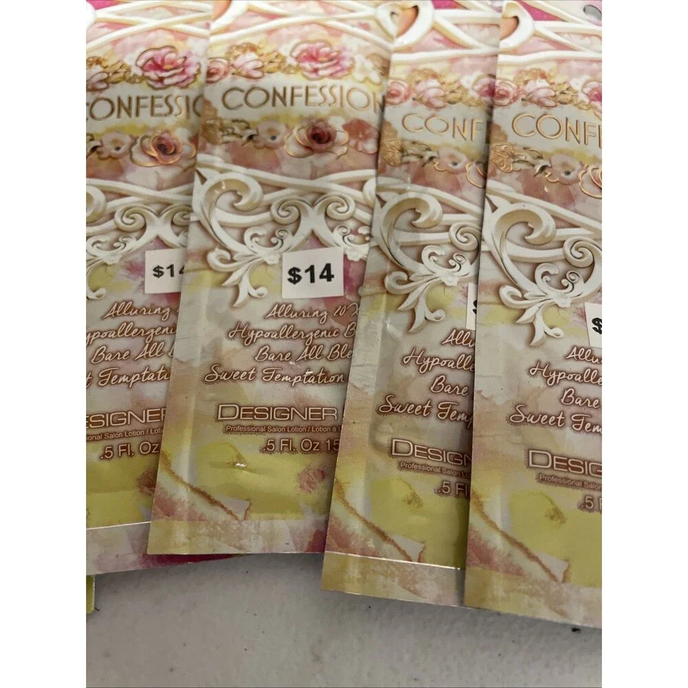 5 Packets Confessions 20x Hypoallergenic, Bronzer Tanning Lotion